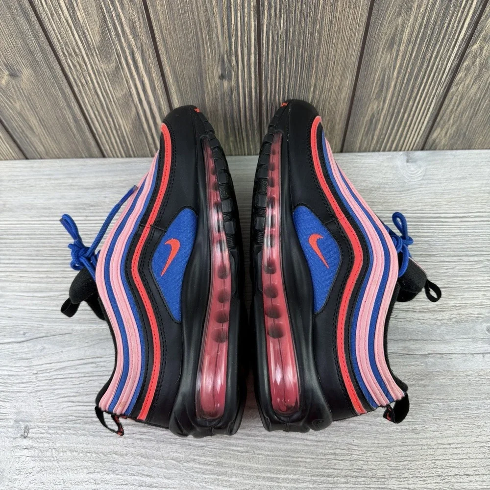 Nike Air Max 97 (GS) Low Top Sneakers Black Flash Crimson Racer Blue 7Y
